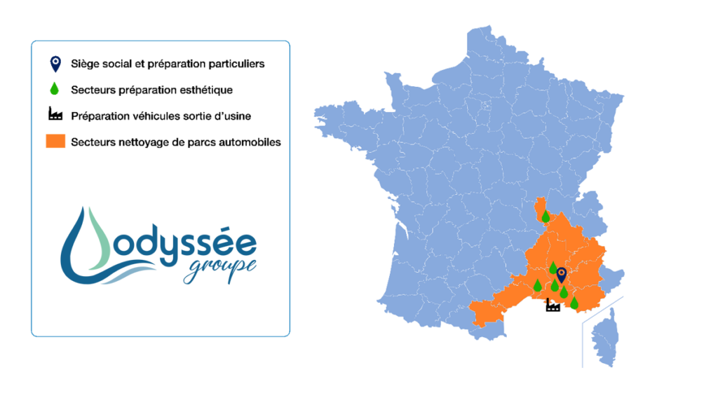 Groupe Odyssée implantation géographique dans le sud de la France